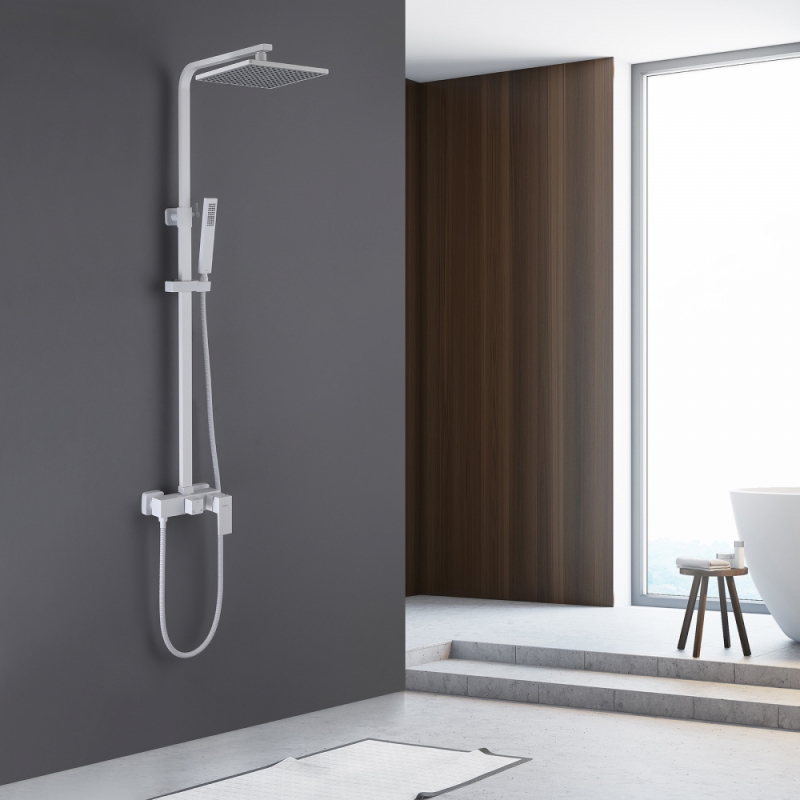 Душевая стойка ABBER Daheim  с изливом, белая матовая