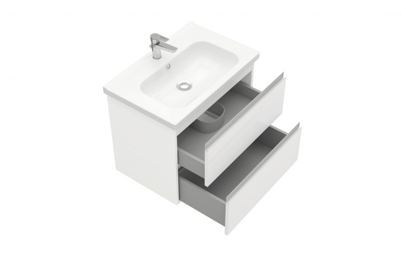 Тумба подвесная ELECTRA 70 с умывальником Creavit Ideal 70, УЛЬТРА белый глянец