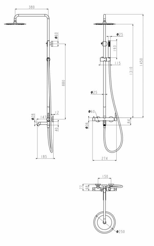 Душевая система Grocenberg  ,брашированное золото