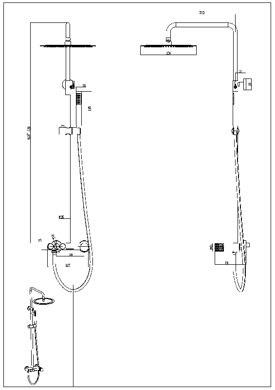 Стойка для душа BOHEME STICK  c ручкой TOUCH матовое золото
