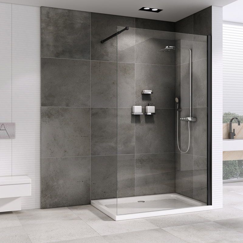 Душевая перегородка ABBER Immer Offen 120 см,черный профиль