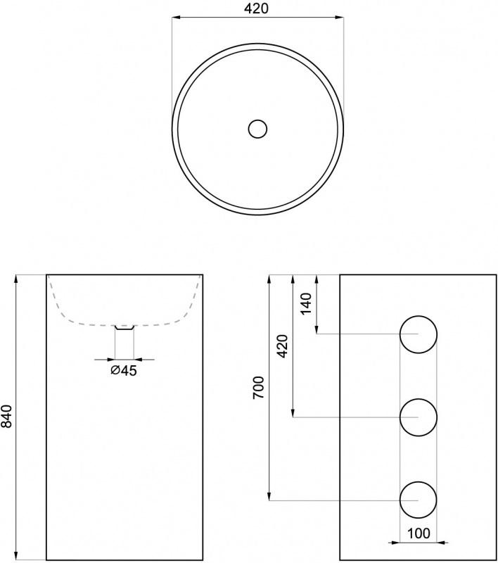 Умывальник напольный Wellsee Callipy Art  42x42 белый глянец