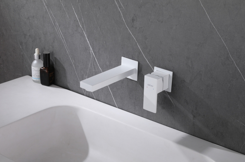 Смеситель ABBER Daheim  для раковины скрытого монтажа, белый матовый