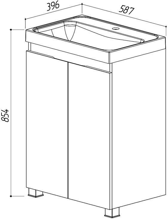 Тумба для умывальника Belux Бостон Н 60 напольная с умывальником