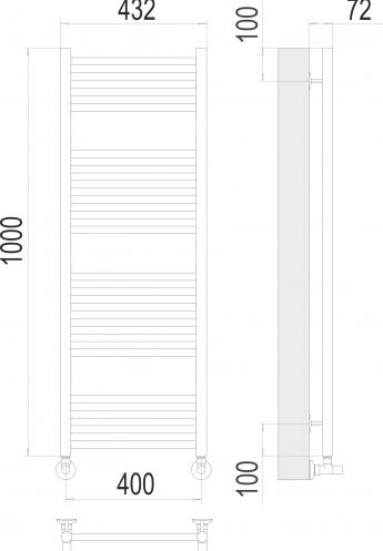 Полотенцесушитель Terminus «Аврора» П20 500х1000 с комплектом подключения, хром
