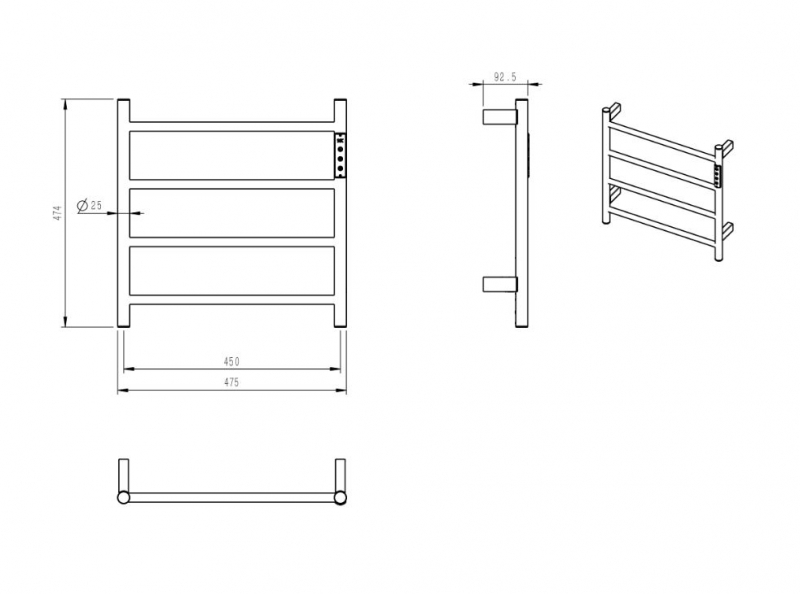 Полотенцесушитель электрический AQUAme  47*47 графит 