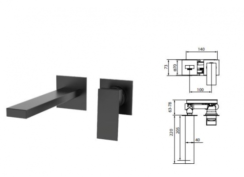 Смеситель для умывальника  GRB mixcer KALA Eternice Metal Black