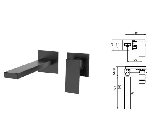 Смеситель для умывальника  GRB mixcer KALA Eternice Metal Black
