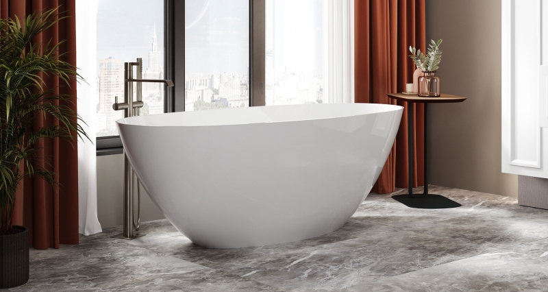 Ванна Belux Осло 168*76 Белый матовый, Solid Surface