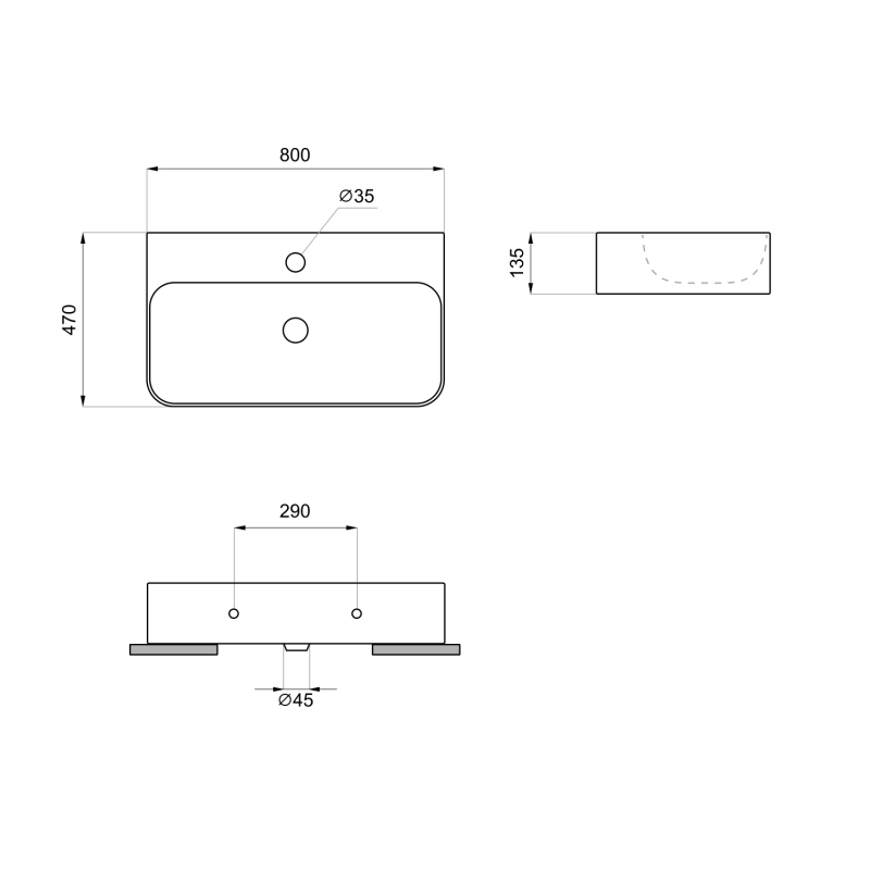 Умывальник накладной/подвесной Wellsee Clermont 80x47 белый глянец