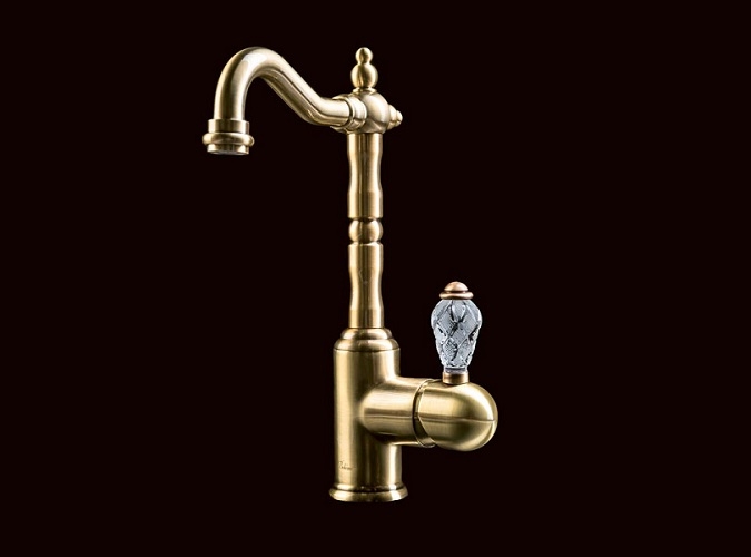Смеситель для умывальника Boheme Crystal бронзовый, высокий
