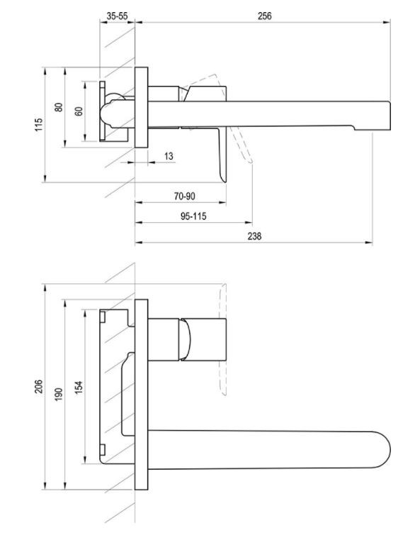 СМЕСИТЕЛЬ ДЛЯ УМЫВАЛЬНИКА RAVAK PURI PU, ВНУТРЕННЯЯ ЧАСТЬ В КОМПЛЕКТЕ