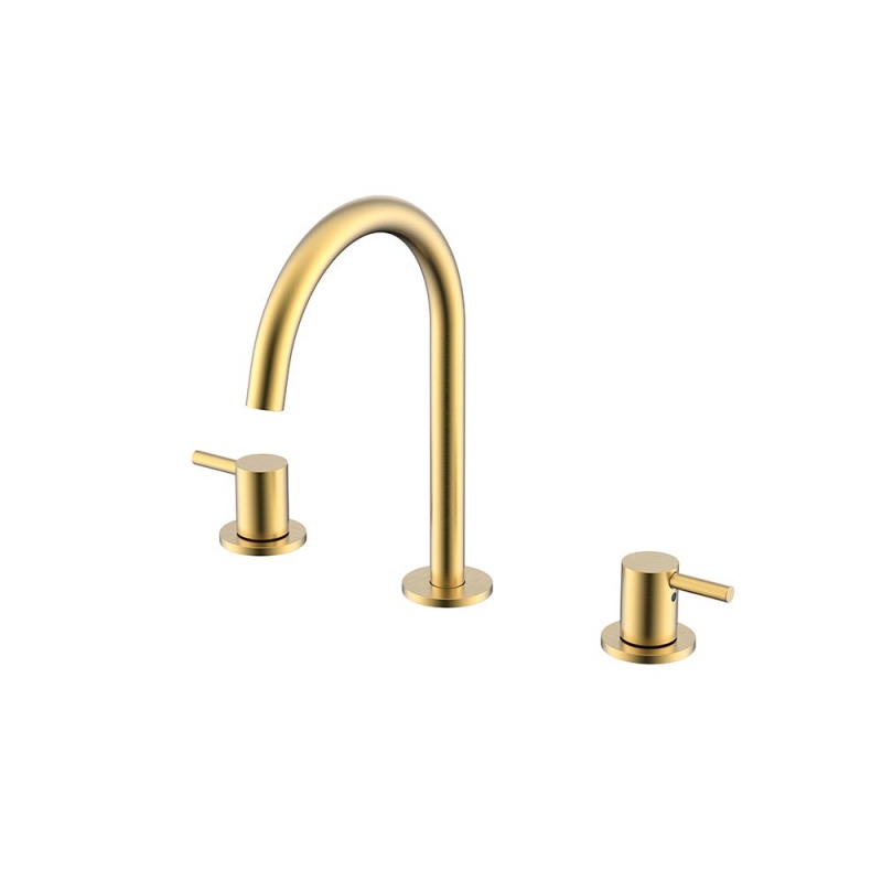 NEMO СМЕСИТЕЛЬ ДЛЯ РАКОВИНЫ С ДОННЫМ КЛАПАНОМ BRUSH GOLD на 3 отверстия