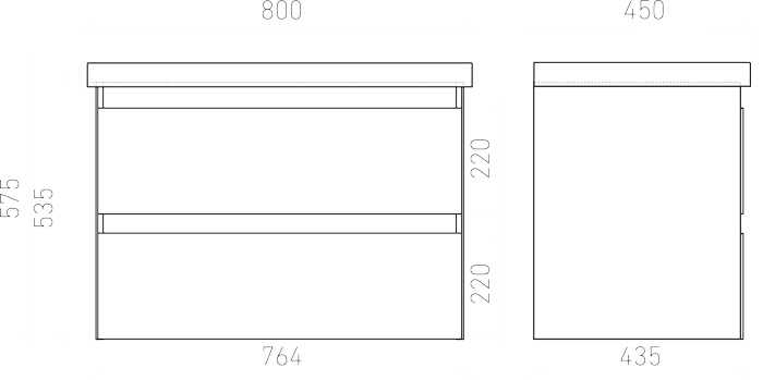 Тумба подвесная Vitrum 80 под умывальник Cerastyle Elite 80, белый матовый