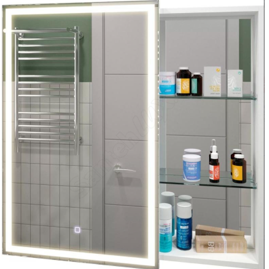Зеркало-шкаф Континент Aperio Led 80x80, с подсветкой, сенсор 