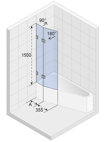 Шторка для ванны Riho VZ Scandic NXT X500 Geta170, 121,5x150 см цвет профиля хром, стекло прозрачное