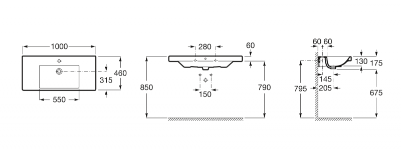 Умывальник Roca The Gap 100х46