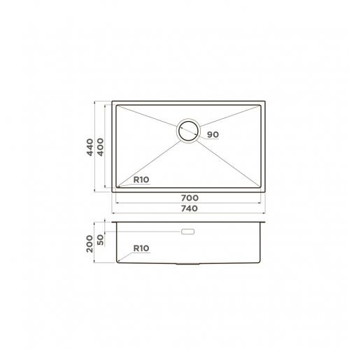 Кухонная мойка из нержавейки Omoikiri Taki 74-U/IF-GM вороненая сталь