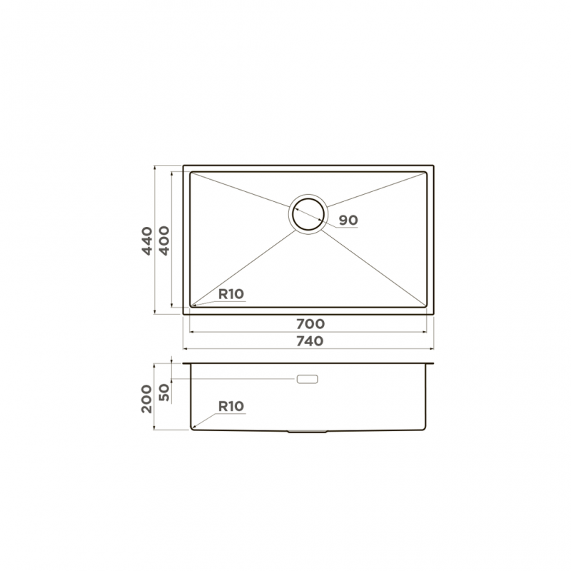 Кухонная мойка из нержавейки Omoikiri Taki 74-U/IF-GM вороненая сталь