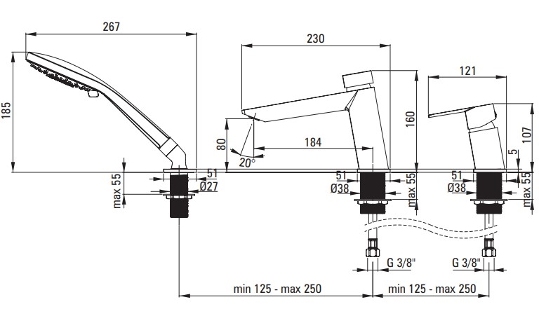 Смеситель для ванны Deante Agawa хром