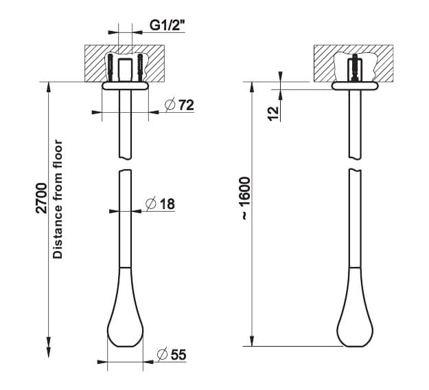 Излив потолочный с удаленным управлением Gessi Goccia, цвет хром