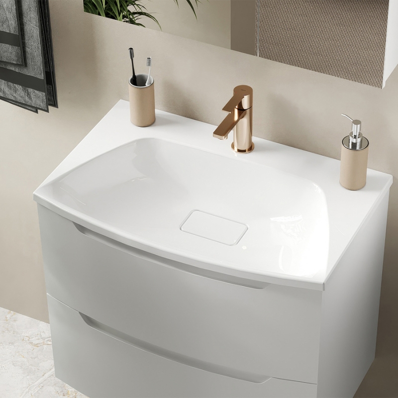 ТУМБА ГАННОВЕР НАПОЛЬНАЯ 70-02 с умывальником, БЕЛЫЙ ГЛЯНЦЕВЫЙ