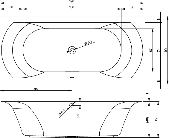Ванна прямоугольная Riho Linares Velvet