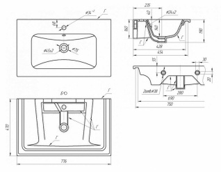 Раковина Dreja Эйфория 80 см, белый