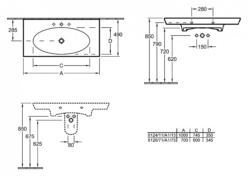 Раковина Villeroy&Boch La Belle, 100x49 см