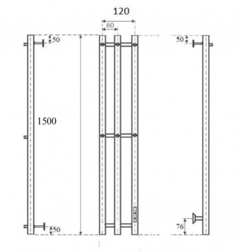 Полотенцесушитель водяной Маргроид Inaro 150×6×12 Черный матовый (6 крючков) (Частичная комплектация)