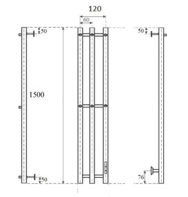 Полотенцесушитель водяной Маргроид Inaro 150×6×12 Черный матовый (6 крючков) (Частичная комплектация)