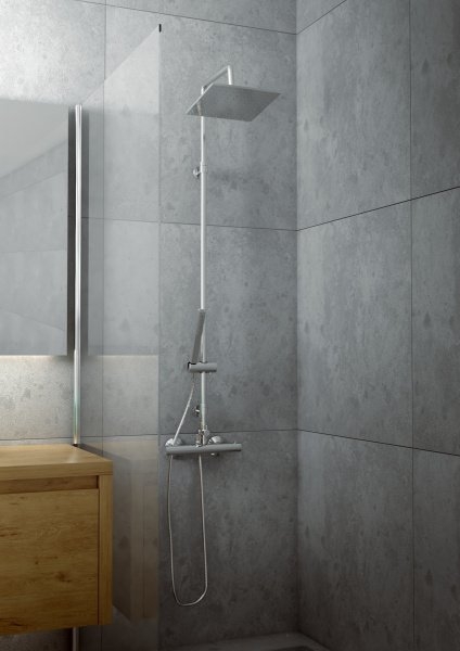  Душевая система Omnires с термосмесителем TERM MINI наружного монтажа (20*20см)