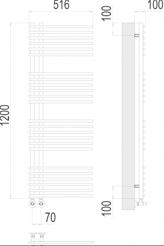 Полотенцесушитель Terminus «Астра» П24 70х1200 черный