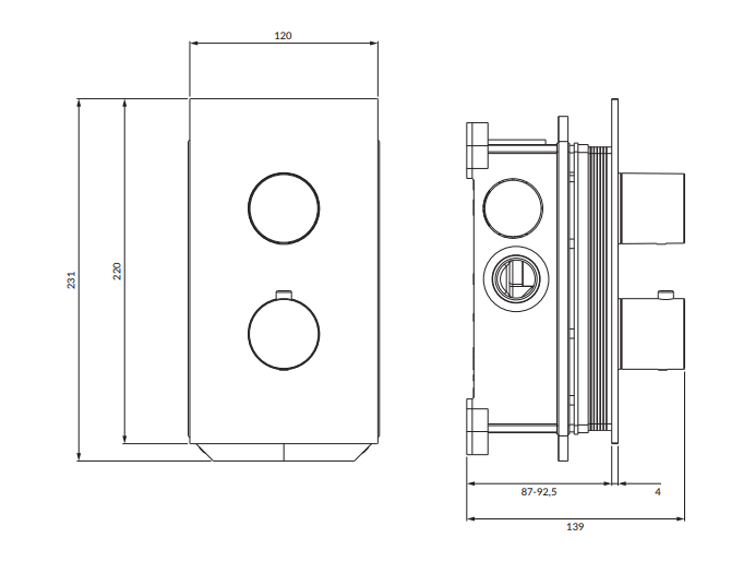 Смеситель Omnires Contour термостатический для ванны и душа скрытого монтажа