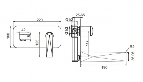 Смеситель для умывальника Boheme Venturo из стены