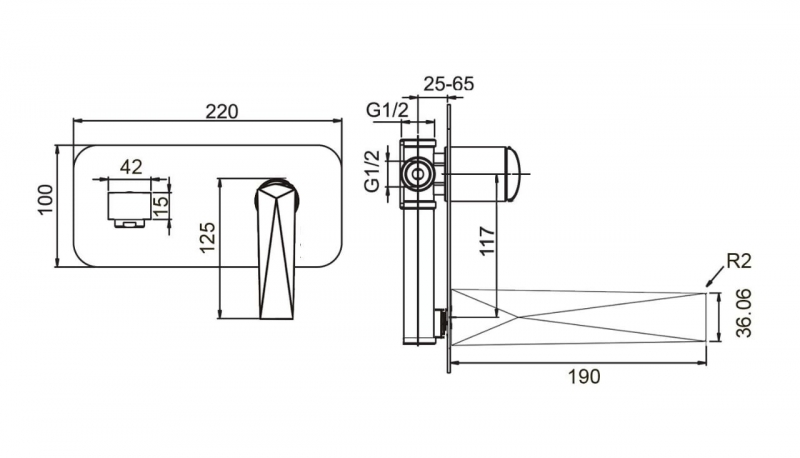 Смеситель для умывальника Boheme Venturo из стены