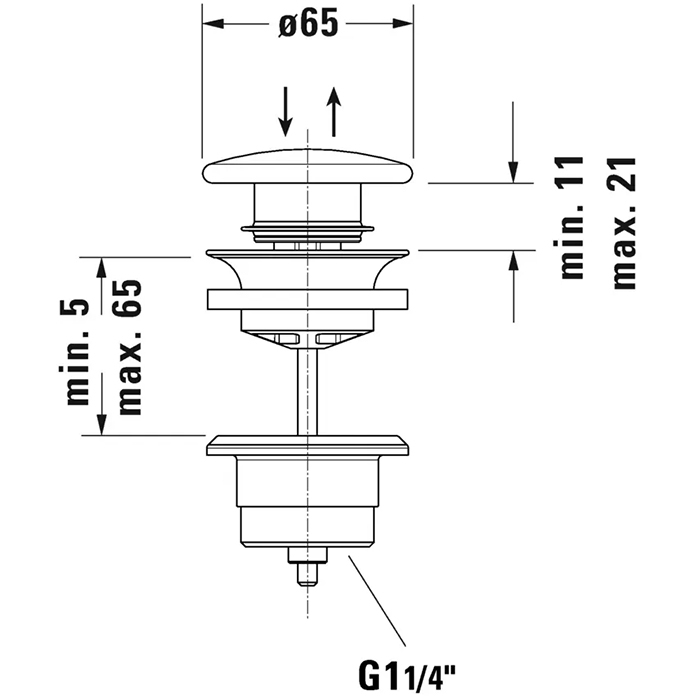 Донный клапан Duravit для раковин с переливом, нажимной, цвет: белый