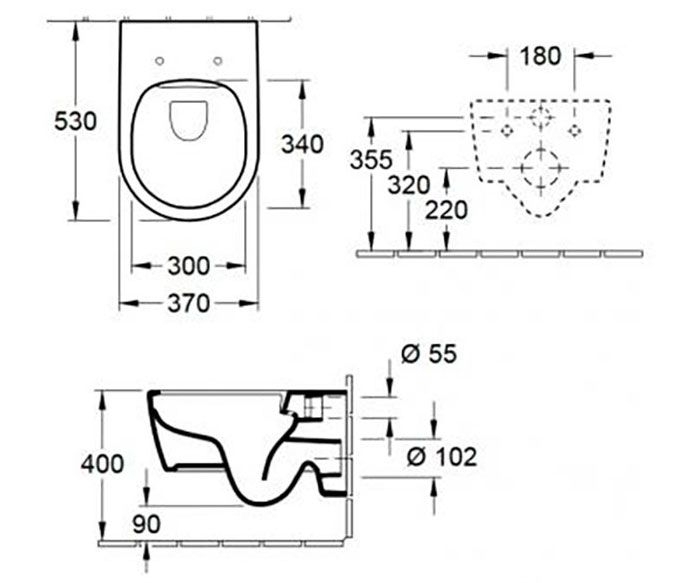 УНИТАЗ ПОДВЕСНОЙ VILLEROY&BOCH AVENTO 37X53, SOFT CLOSE, БЕЗОБОДКОВЫЙ с тонким сиденьем