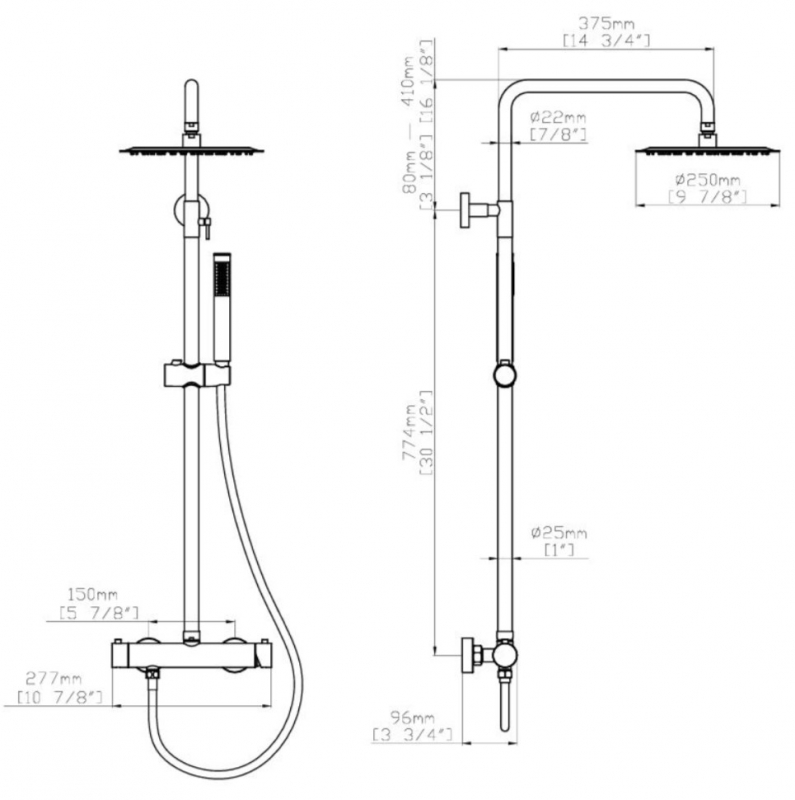 Душевая система Vincea City  нержавеющая сталь