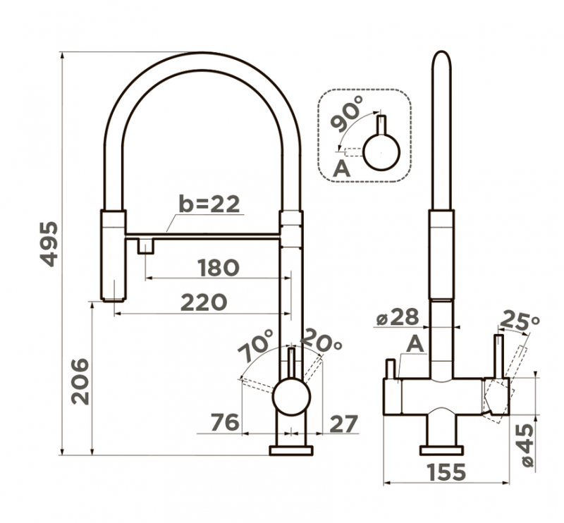 Смеситель OMOIKIRI Kanto GB латунь/графит