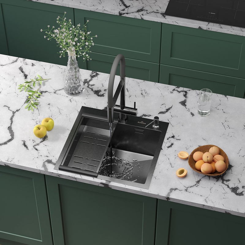 Кухонная мойка Roxen Simple 50x50 PVD blaсk