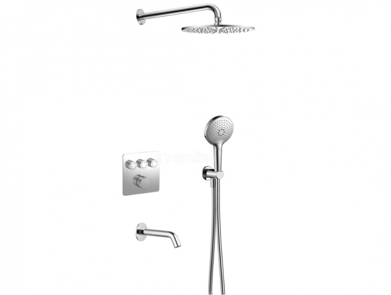 Душевая система AQUAme  встраиваемая, термостат, на 3 режима, с внутренней частью