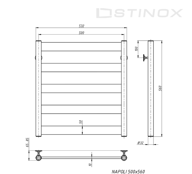 Полотенцесушитель водяной Stinox Napoli золото брашированное