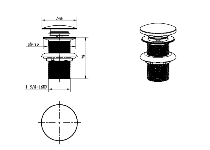 Слив для раковины Boheme, автомат(клик-клак), хром без перелива