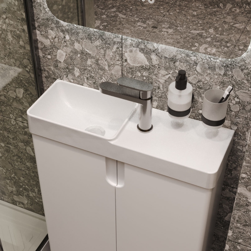 ТУМБА C УМЫВАЛЬНИКОМ BELUX ДАЛЛАС Н 55 БЕЛЫЙ ГЛЯНЦЕВЫЙ