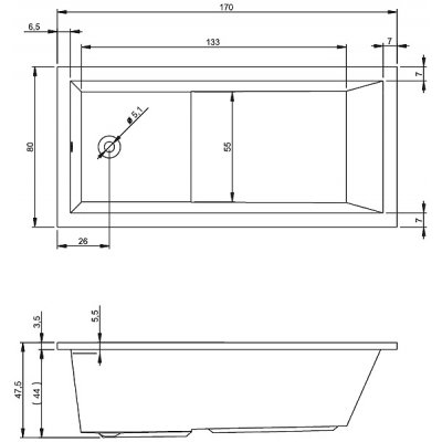 Акриловая ванна Riho Lusso Plus 170x80 с ножками