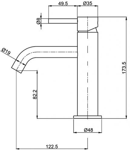 Смеситель для умывальника AQUAme Siena цвет нержавеющая сталь