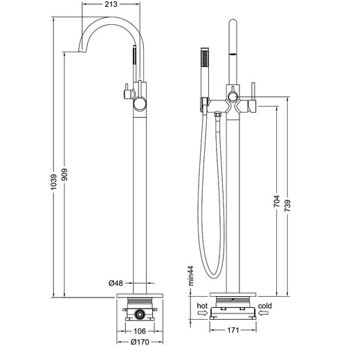 Смеситель для ванны Timo Saona напольный золото брашированное