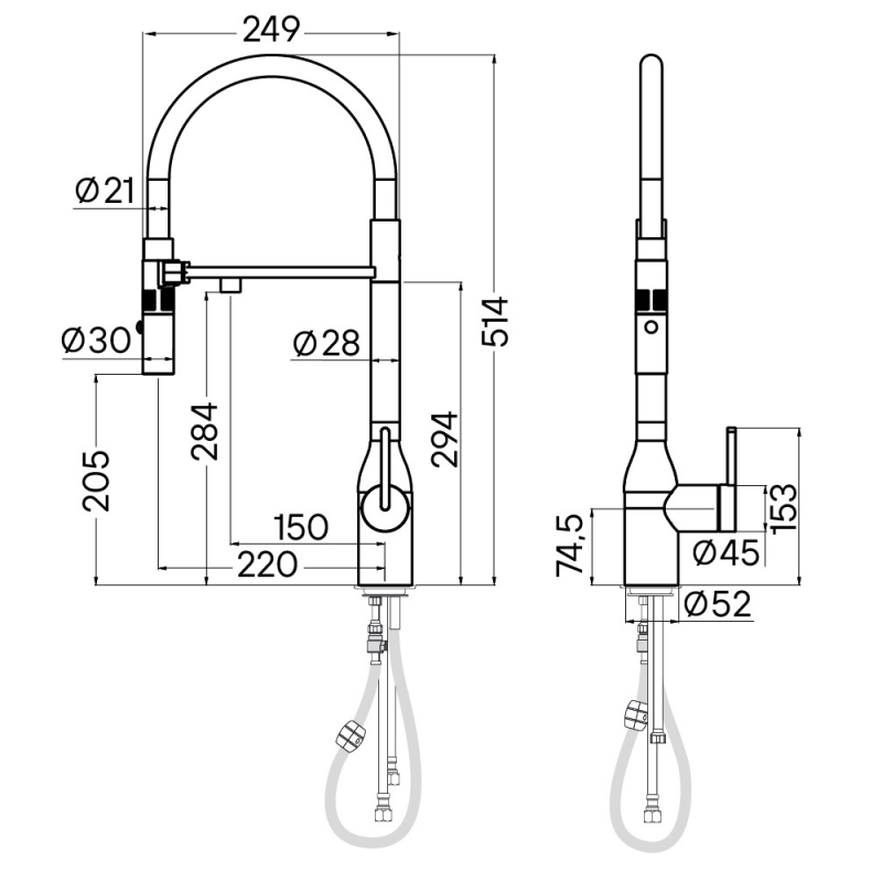 СМЕСИТЕЛЬ PAULMARK MAGNETO ONE НЕРЖАВЕЮЩАЯ СТАЛЬ