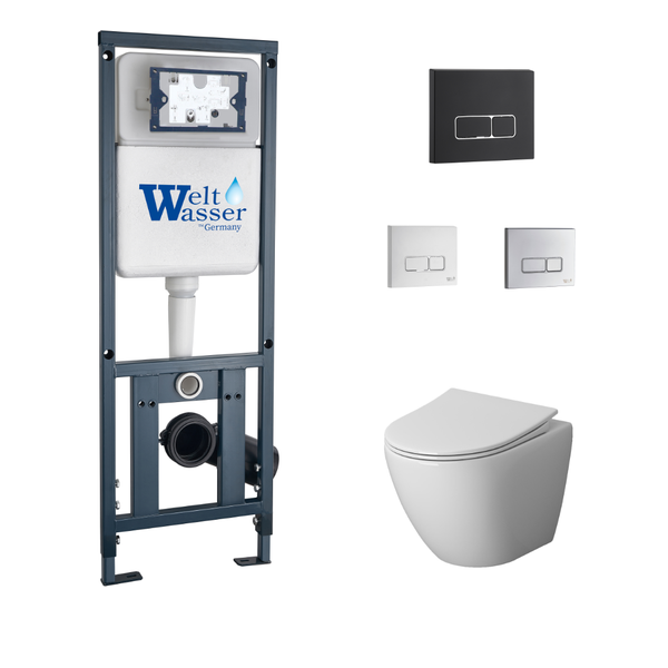Комплект инсталляции Welt-Wasser Marberg 410 SE с унитазом Niagara Vista NG-9301 и черной клавишей смыва